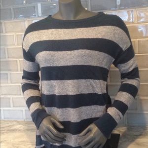 3/$30 Loft green grey stripe sweater shirt top med